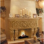 Italian design limestone fireplace mantel
