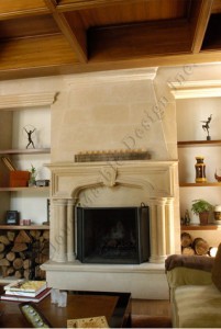gothic limestone fireplace mantel
