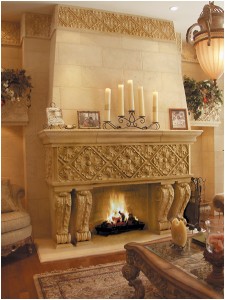 Italian Design limestone Fireplace Mantels