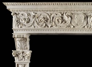 hand carved marble and limestone fireplace 