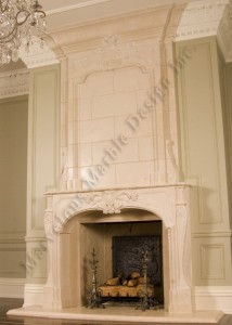 natural limestone fireplace mantel